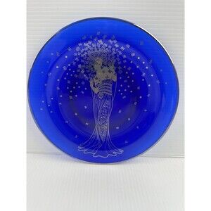 Franklin Mint House of Erte “Fantasia” Cobalt Blue Art Deco Collector Plate